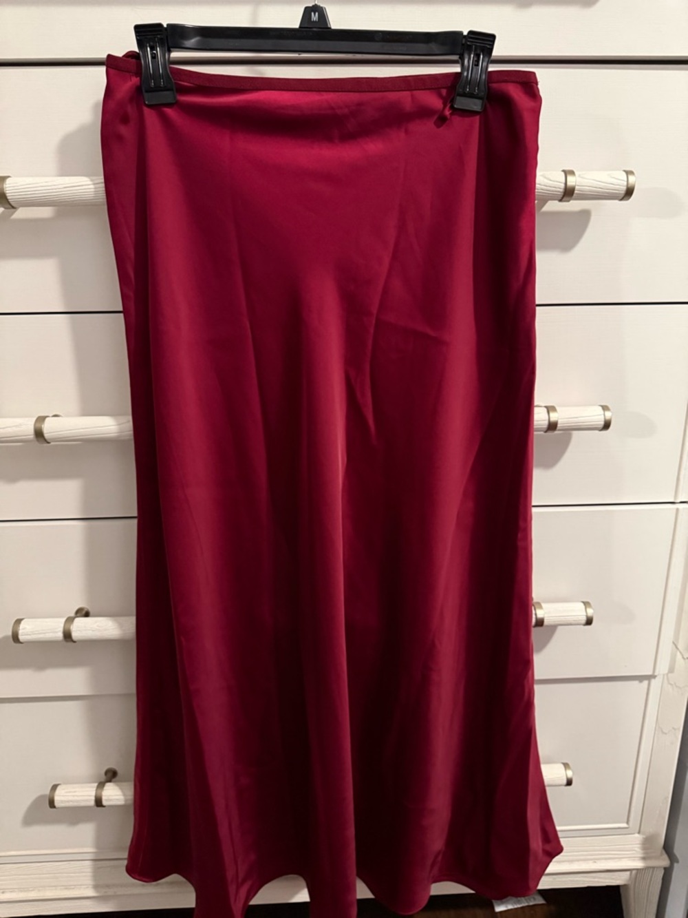 Joie Satin Maxi Skirt in Deep Wine Red